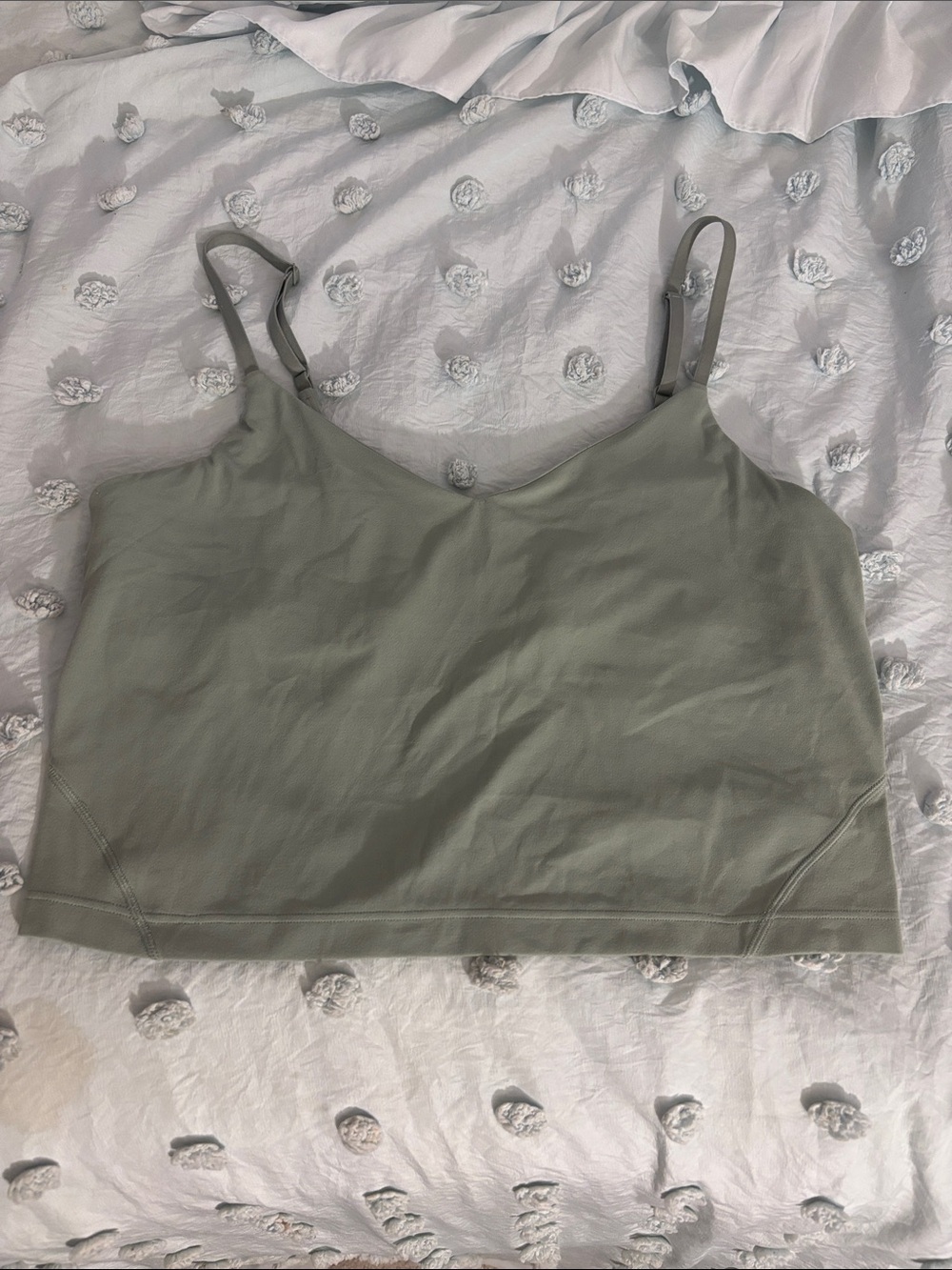 lululemon Sage Green V-Neck Adjustable Strap Crop Tank